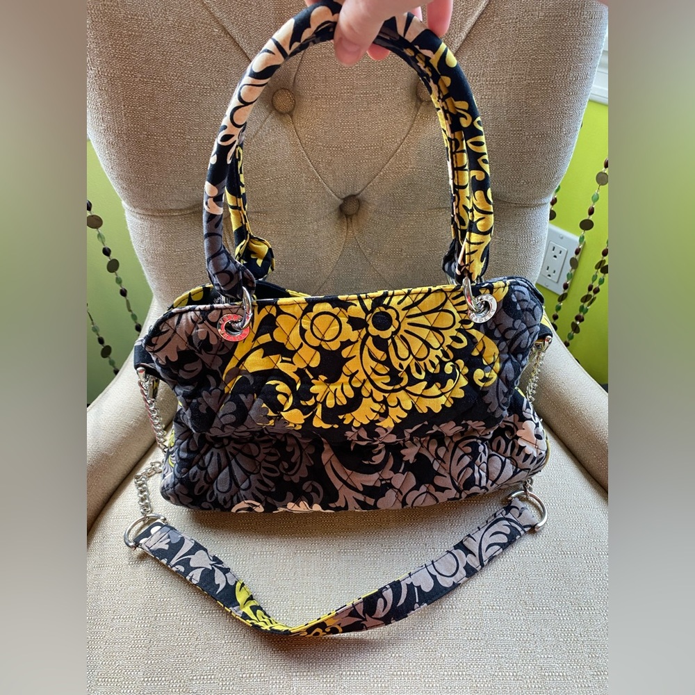 Vera Bradley Women's Green & Black Baroque Cross Body with Matching Wallet